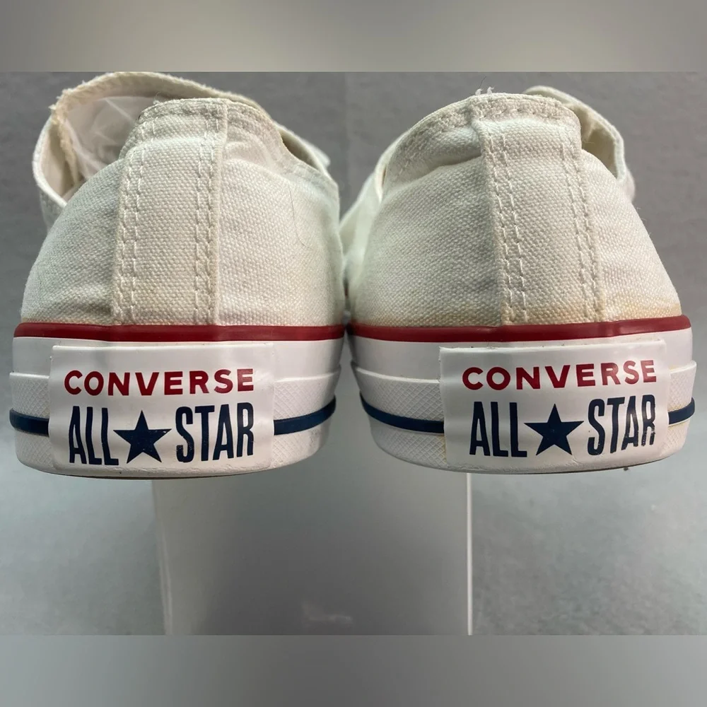 Converse White Canvas Low Top Sneakers with Red Trim